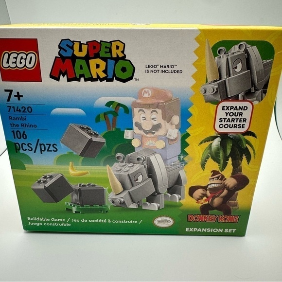 Retired LEGO Super Mario Rambi the Rhino 71420 – Donkey Kong Expansion – Sealed - Picture 7 of 7